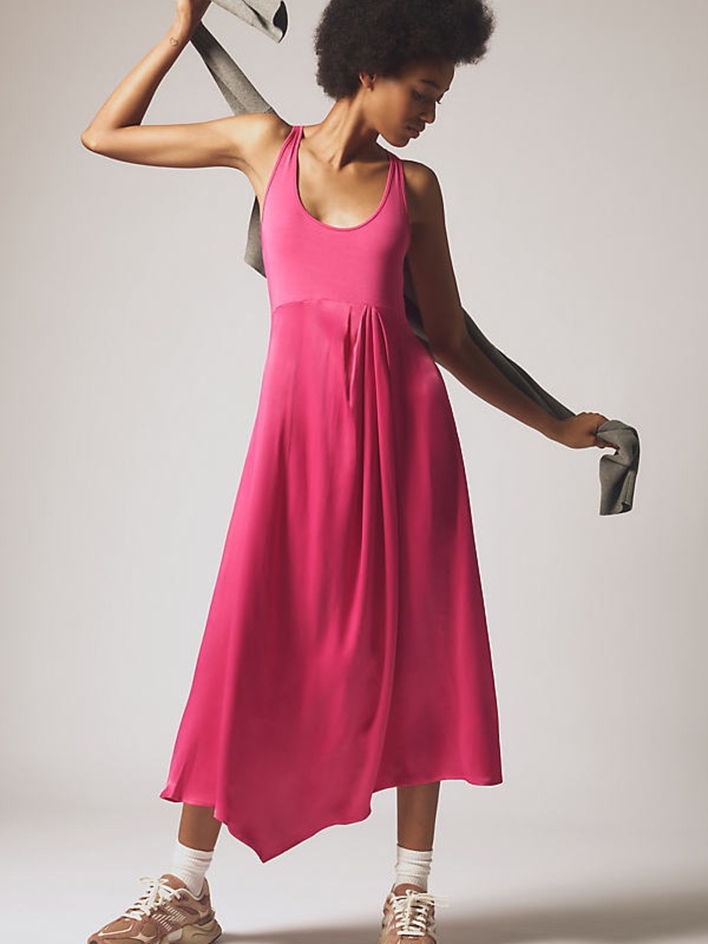 Anthropologie Hot Pink Racerback High-Low Midi Dress